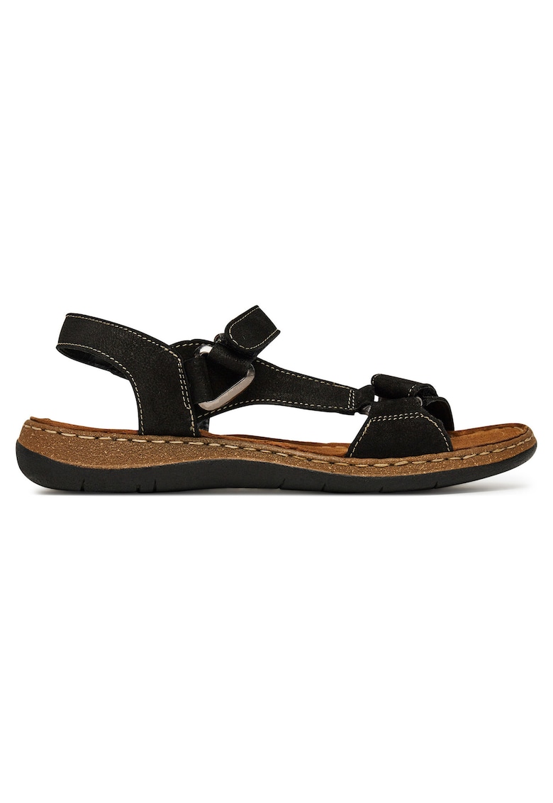 Sandale dama piele naturala - negru - velcro