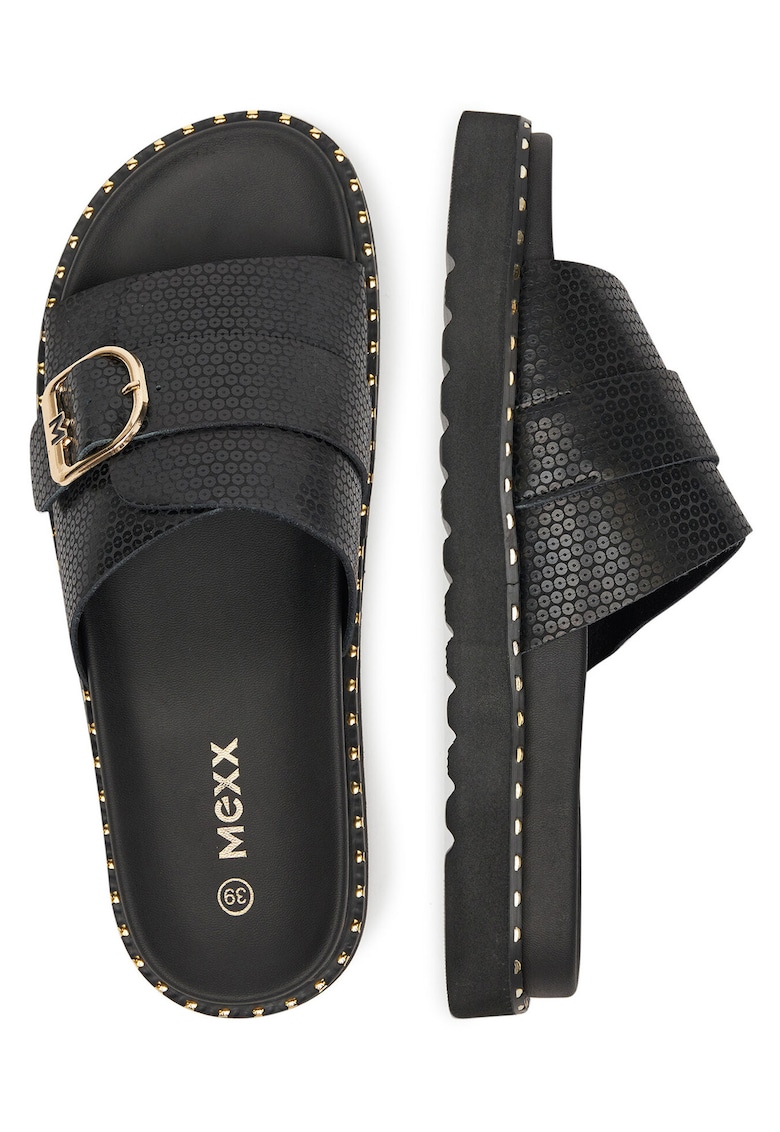 Slapi dama model MX/019C-HY - piele naturala - negru