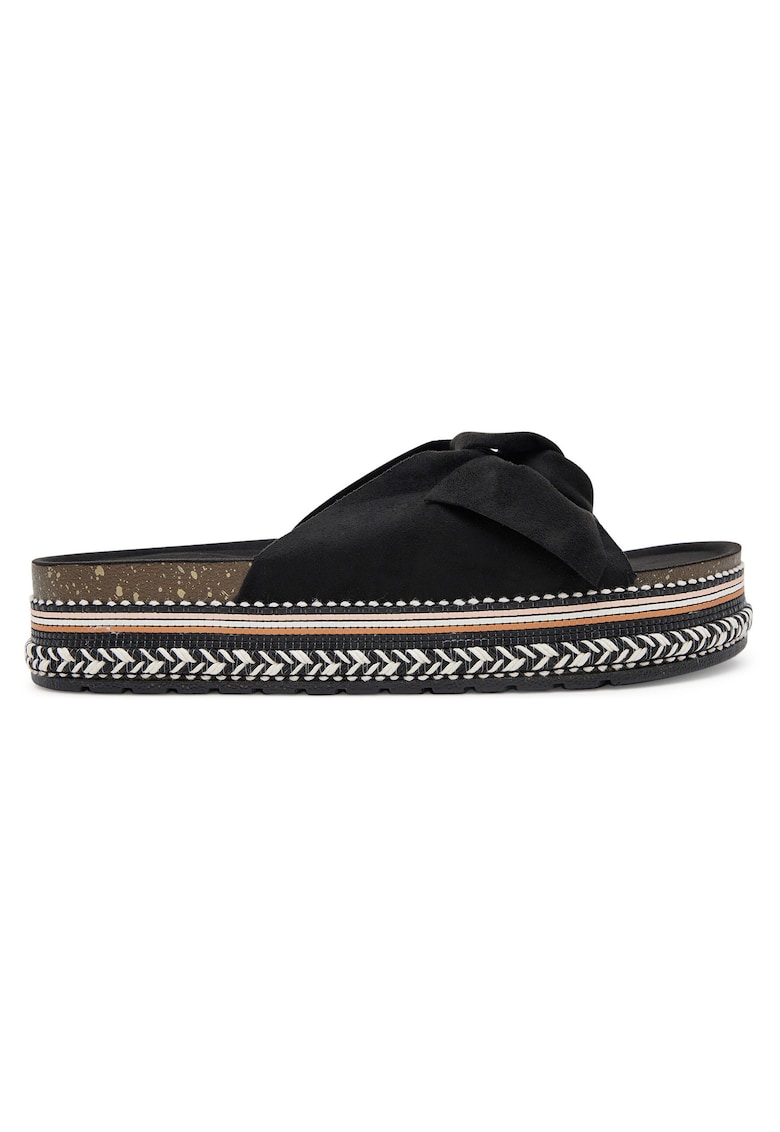 Papuci dama - flatform - negru - textil