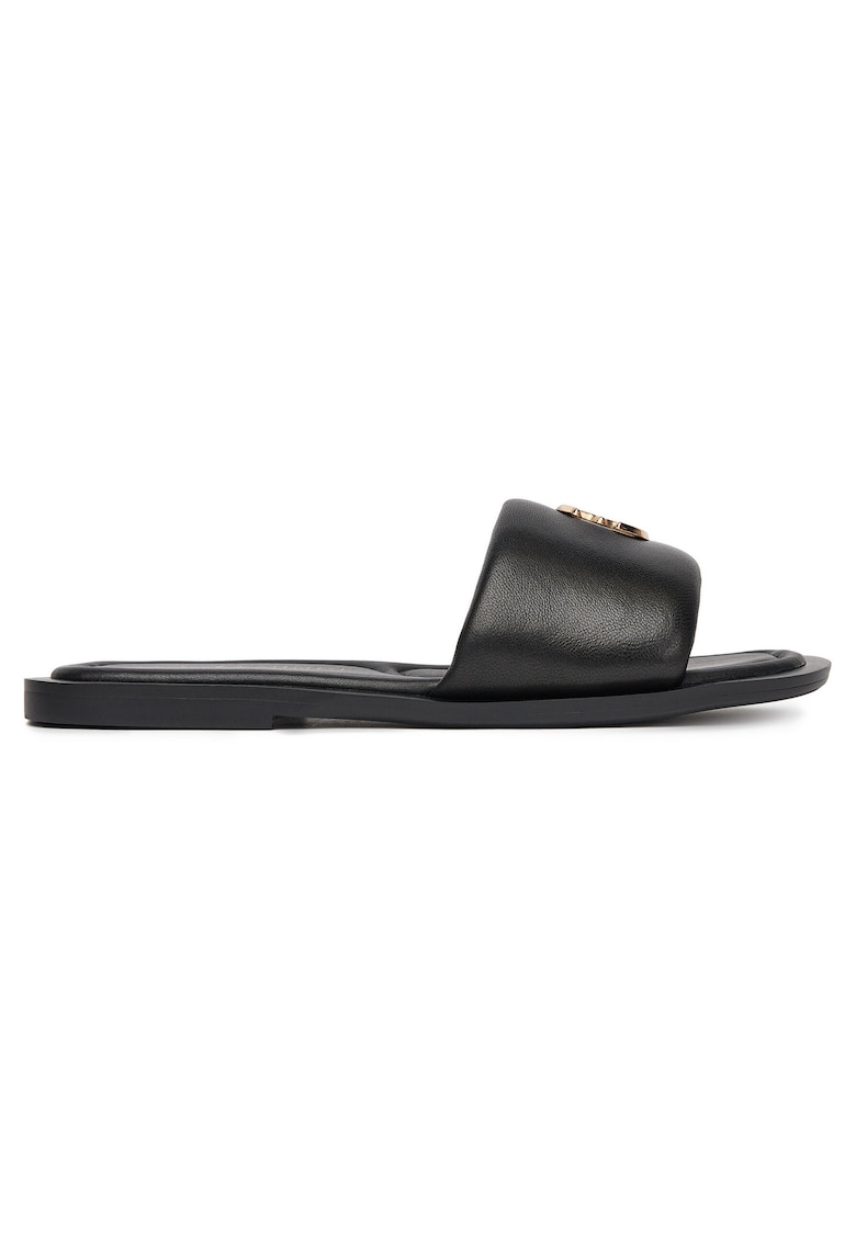Slapi dama din piele naturala - Negru