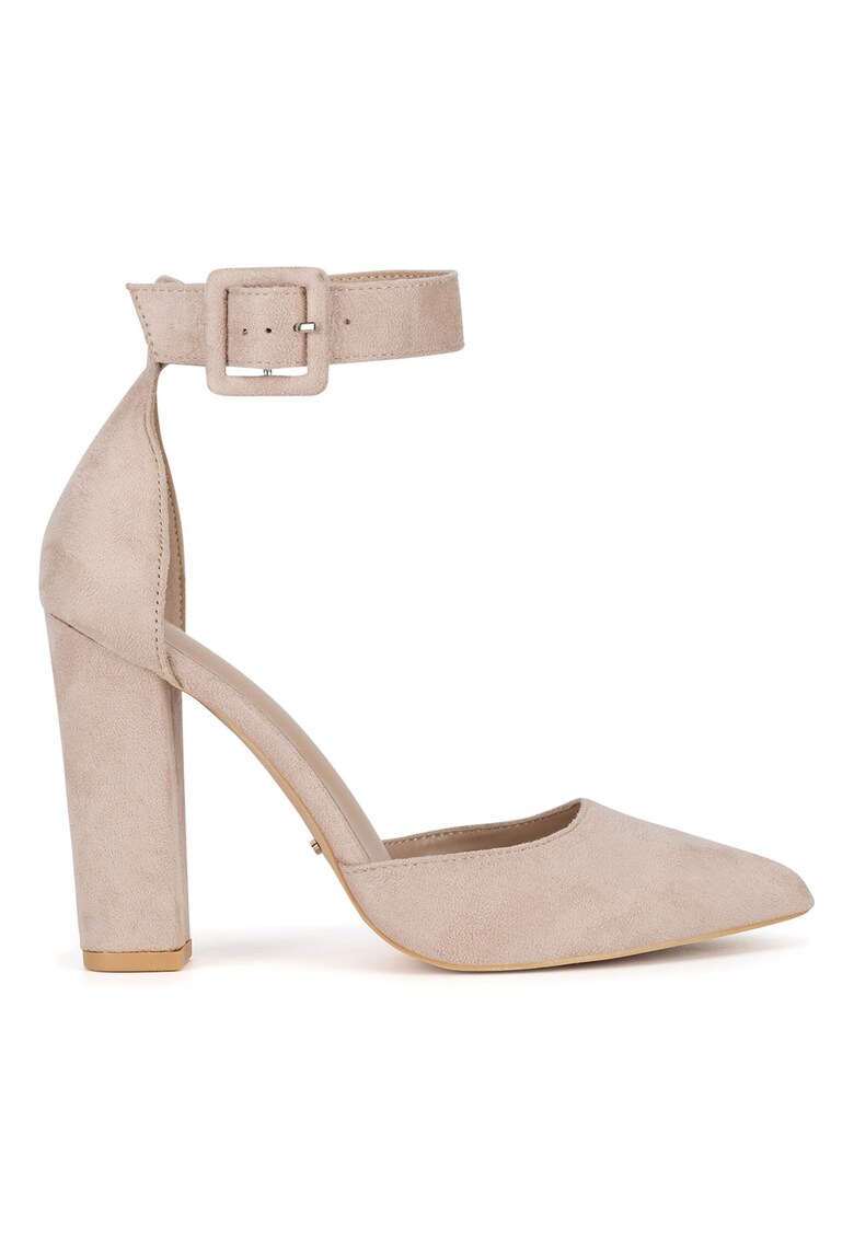 Sandale dama - K539 - cu toc - bej - tesatura