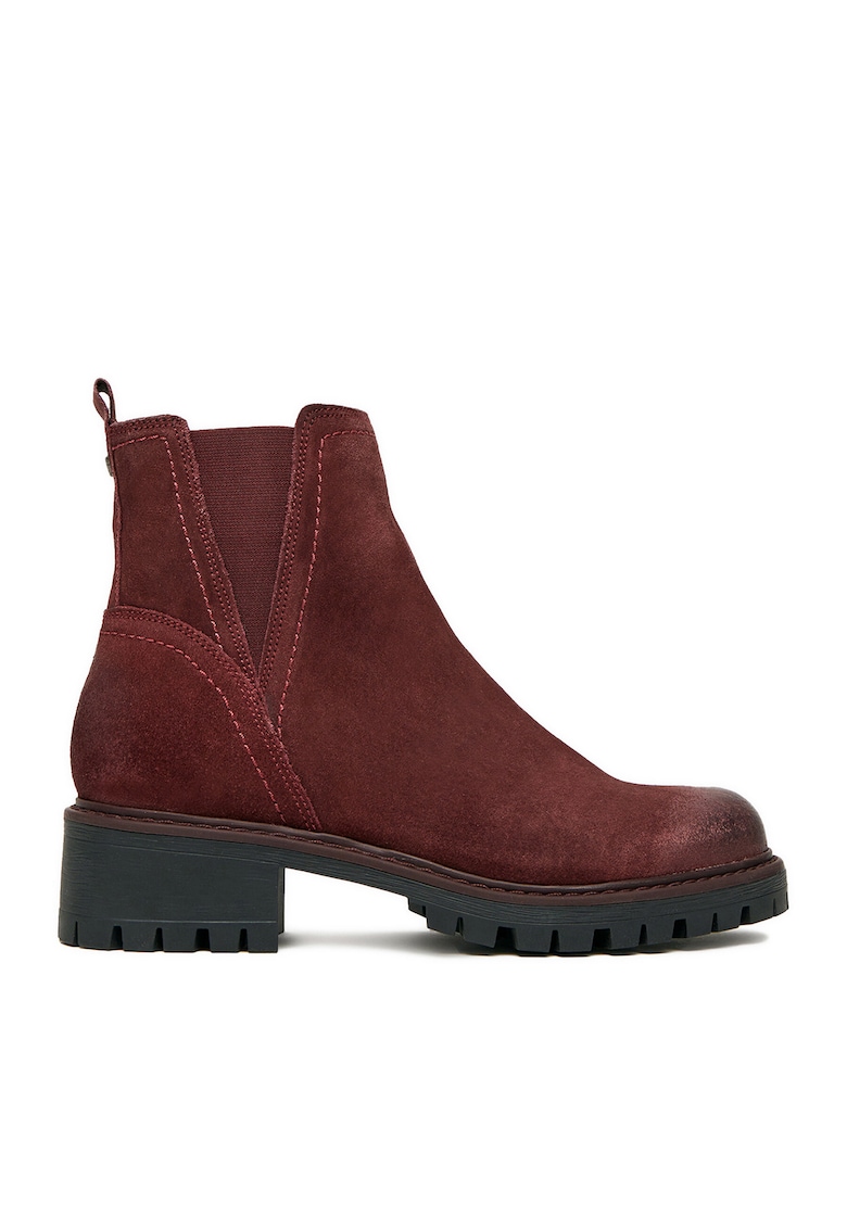 Botine Bordeaux din piele - Maro