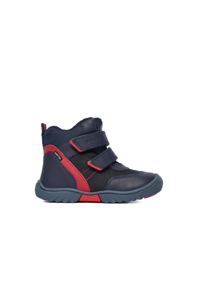 Ghete sport baieti - piele naturala - bleumarin/rosu