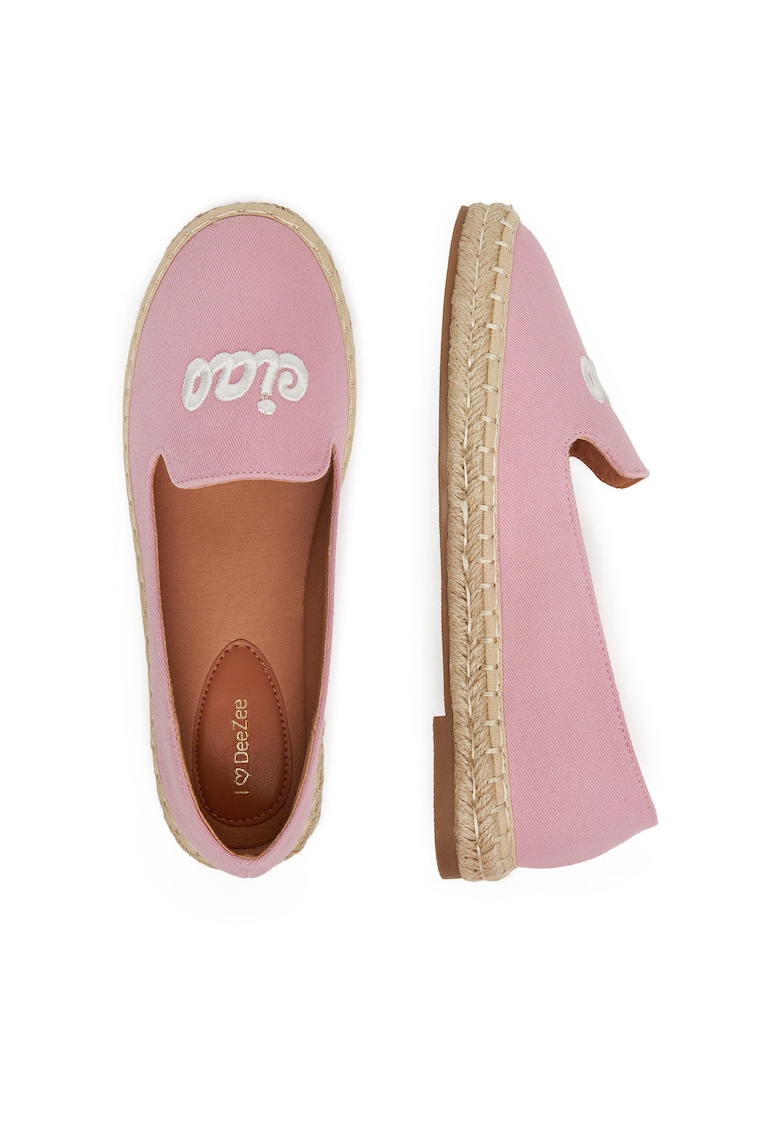 Mocasini dama - espadrile roz - tesatura