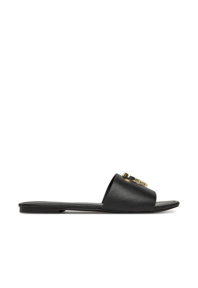 Slapi - piele naturala - negru -