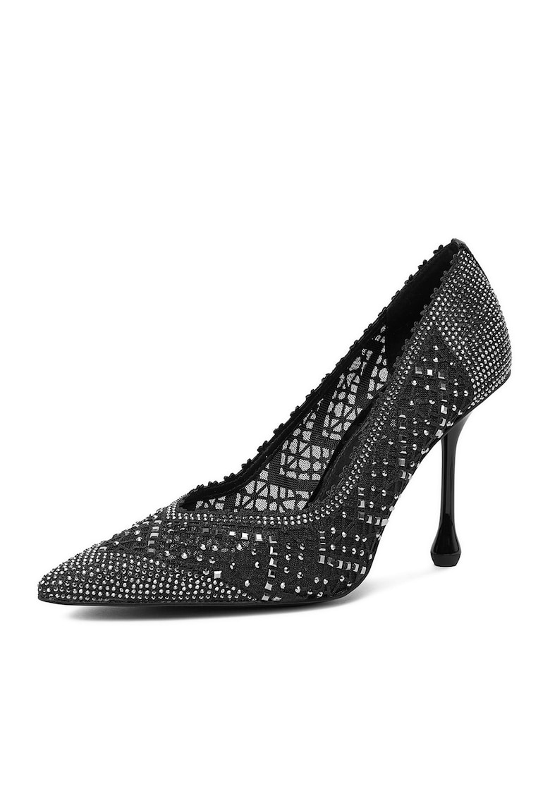 Pantofi dama - tocuri - negru - tesatura