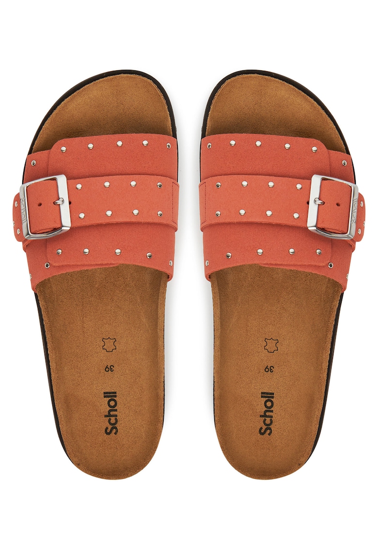 Papuci dama - Coral piele naturala - Coral - Coral