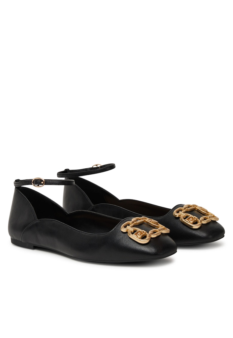 Balerini dama - piele naturala - auriu/negru
