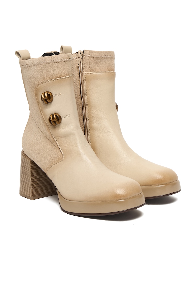 Botine dama HI254228 - Piele naturala - Crem