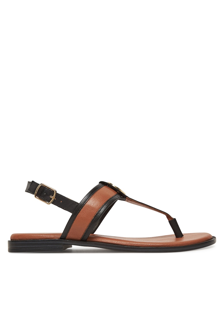 Sandale dama - piele naturala - negru/maro