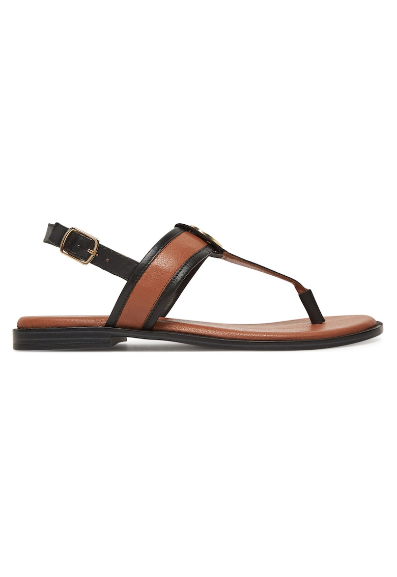 Sandale dama - piele naturala - negru/maro