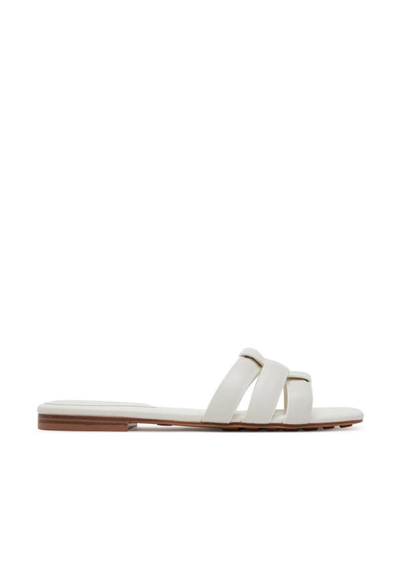 Papuci dama - piele naturala - alb -