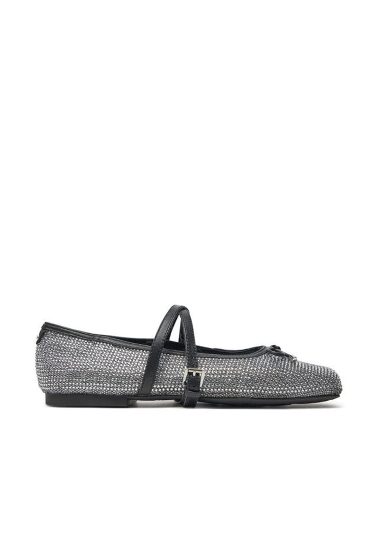 Balerini dama - piele ecologica - argintiu/negru -