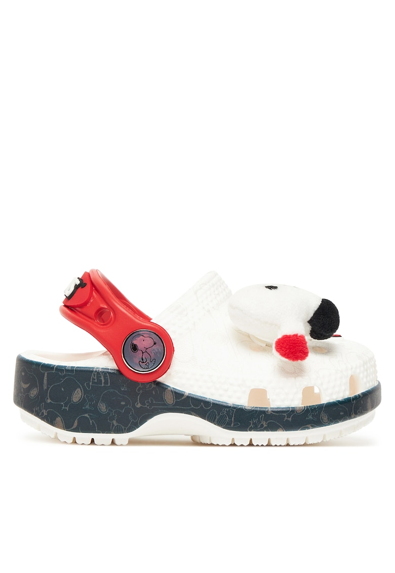 Papuci baieti 2111 - Alb - Plastic - Print cu Snoopy -
