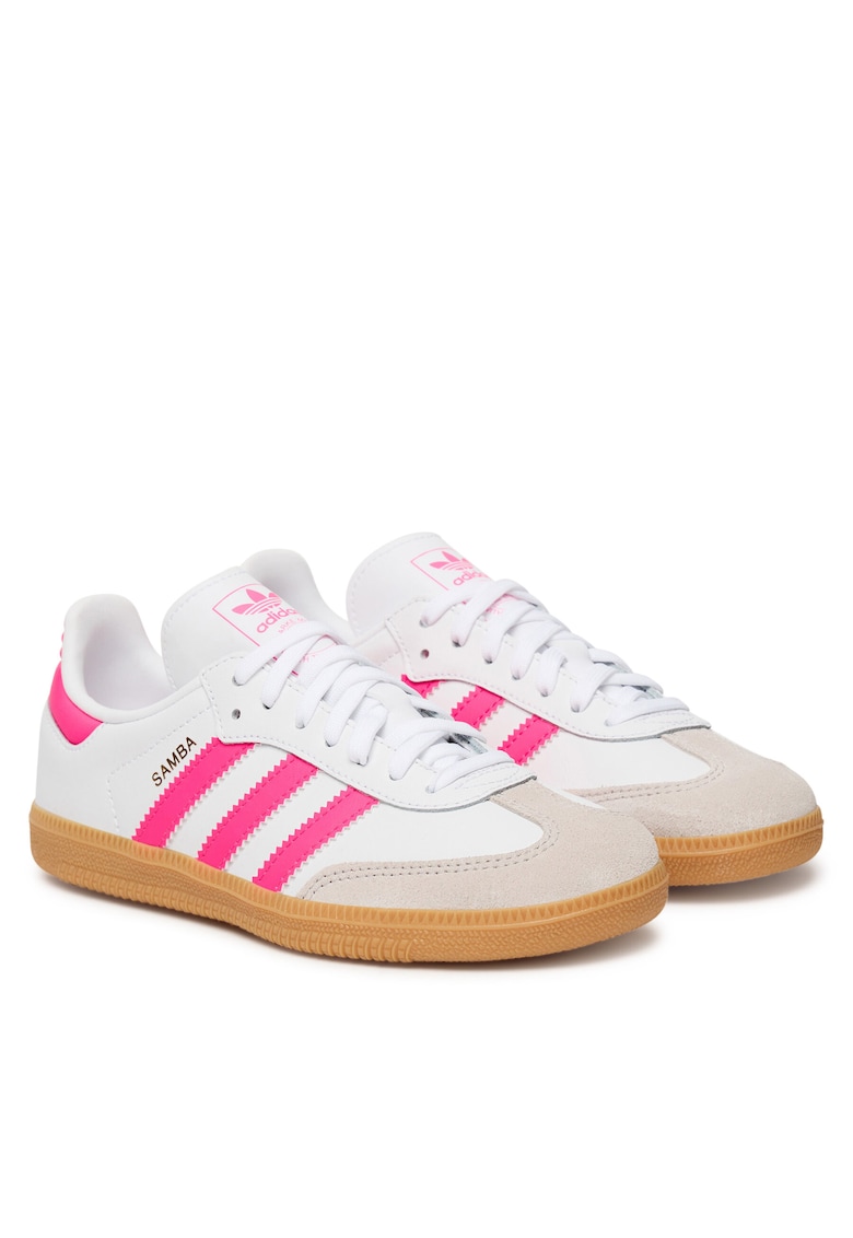Pantofi sport copii - Samba Og C - piele naturala - alb/roz/galbui
