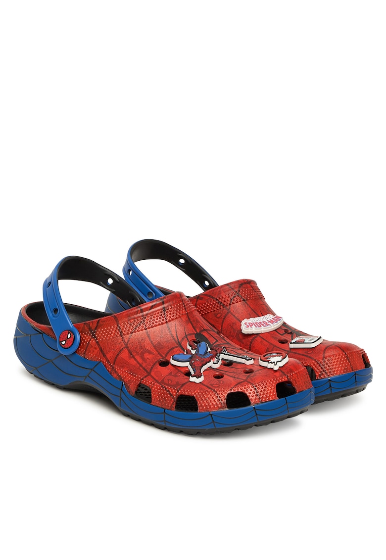 Saboti baieti - Print cu Spider-Man - Albastru/Rosu - Plastic