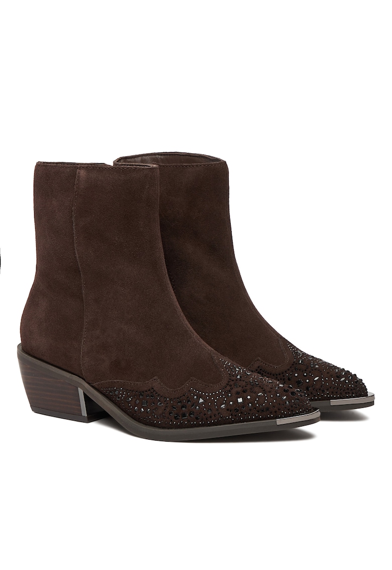 Botine dama - stil cowboy - piele naturala - maro