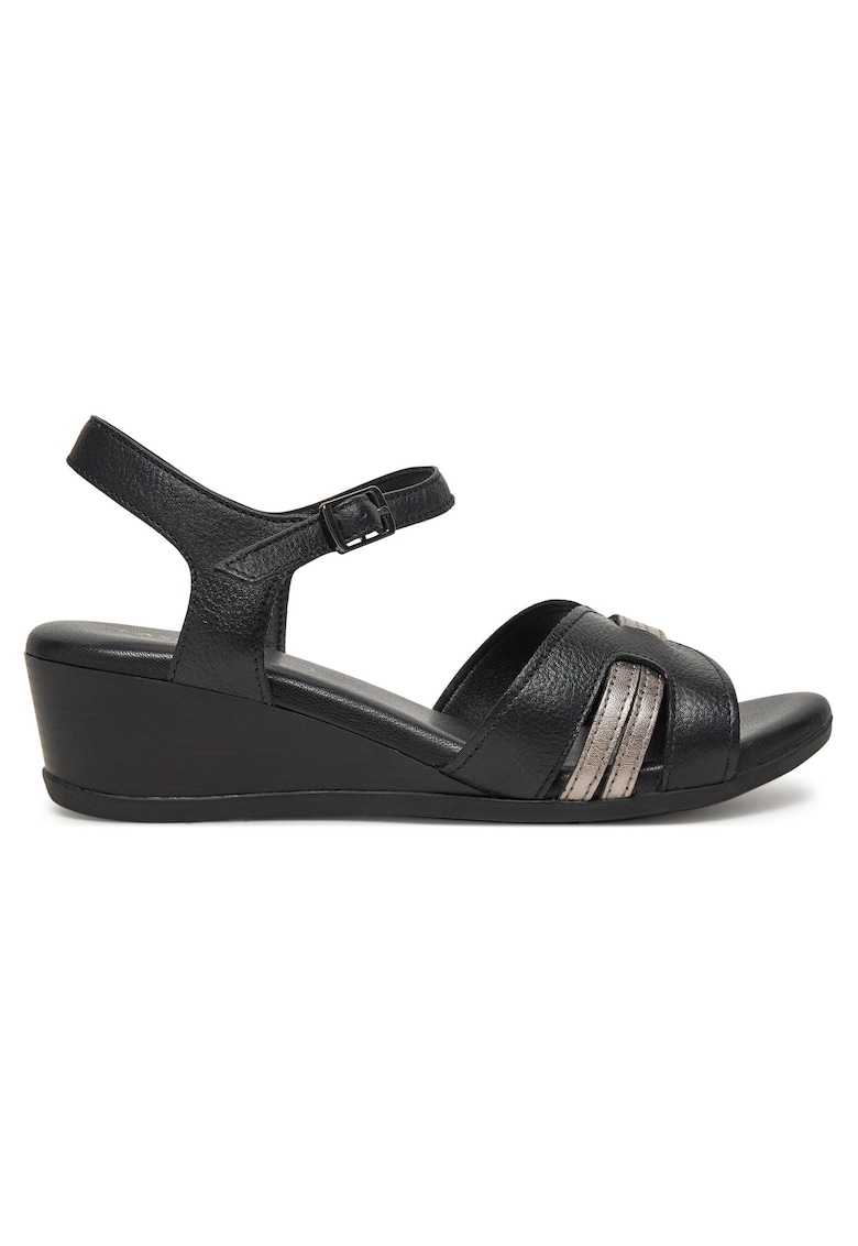 Sandale dama WB-ELIA-02 - piele naturala - negru - Negru/Argintiu