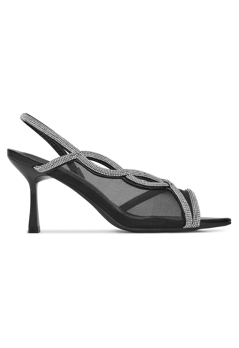 Sandale cu toc dama - negru - plastic
