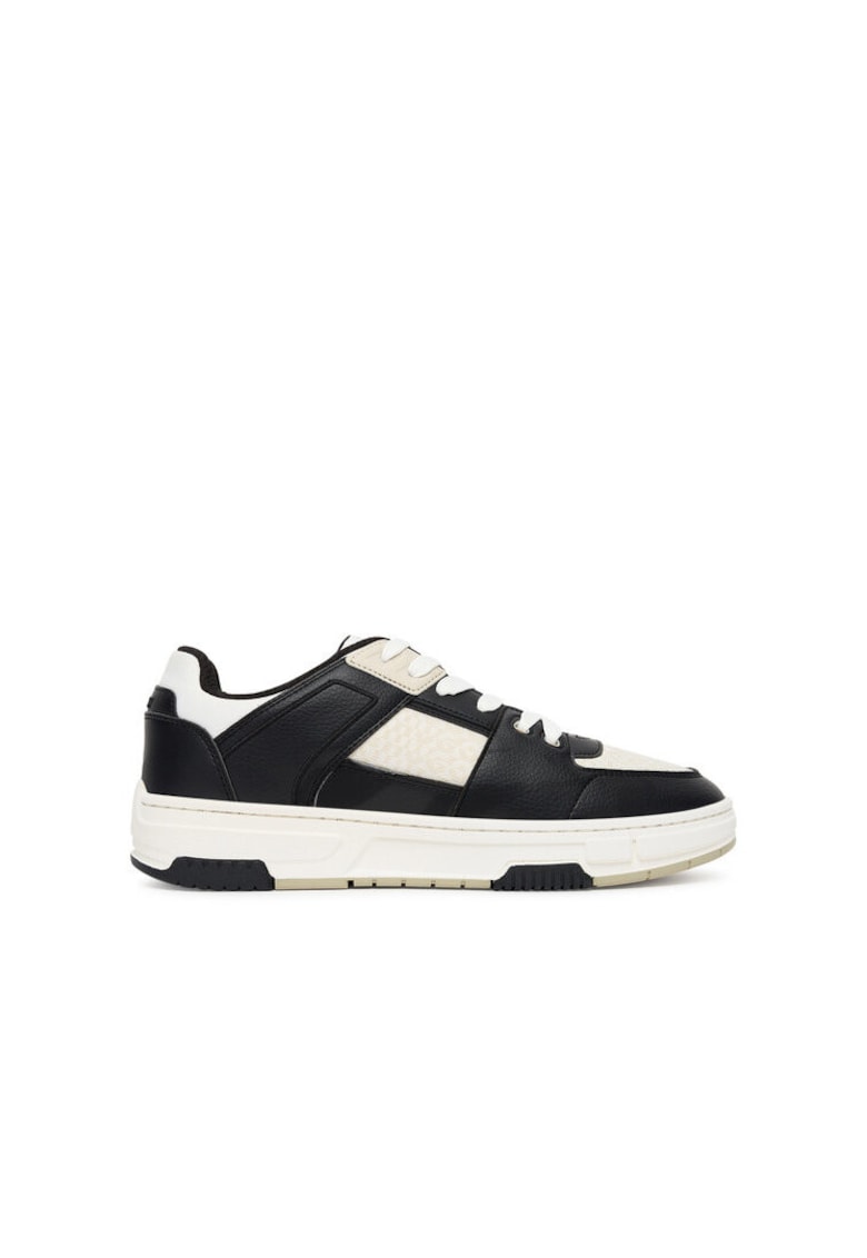Pantofi sport barbati alergare - negru/alb - piele ecologica -
