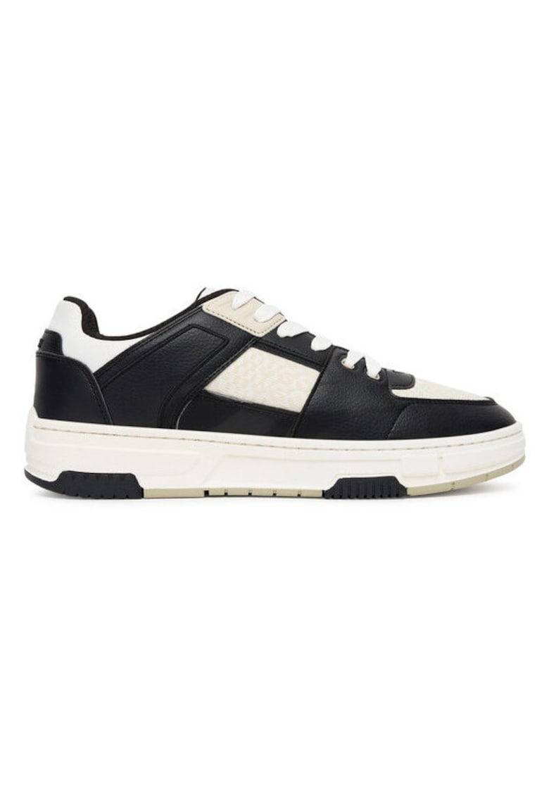 Pantofi sport barbati alergare - negru/alb - piele ecologica -