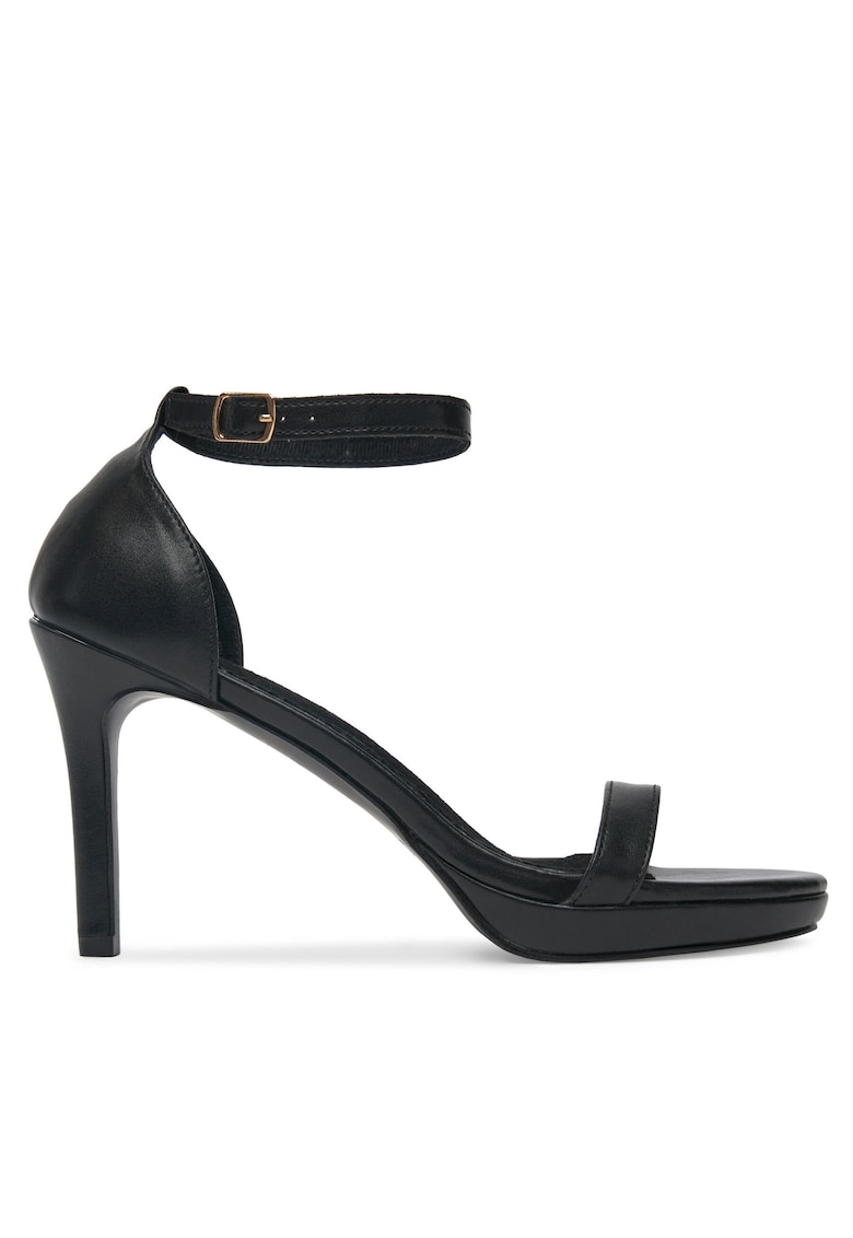 Sandale cu toc dama - piele ecologica - Negru