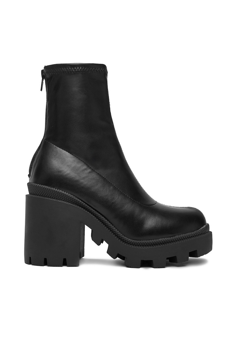 Botine dama - ZB362-2 - negru - cu toc masiv