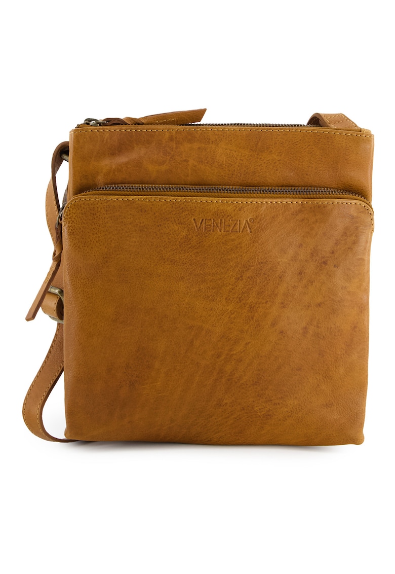 Geanta messenger din piele cu logo