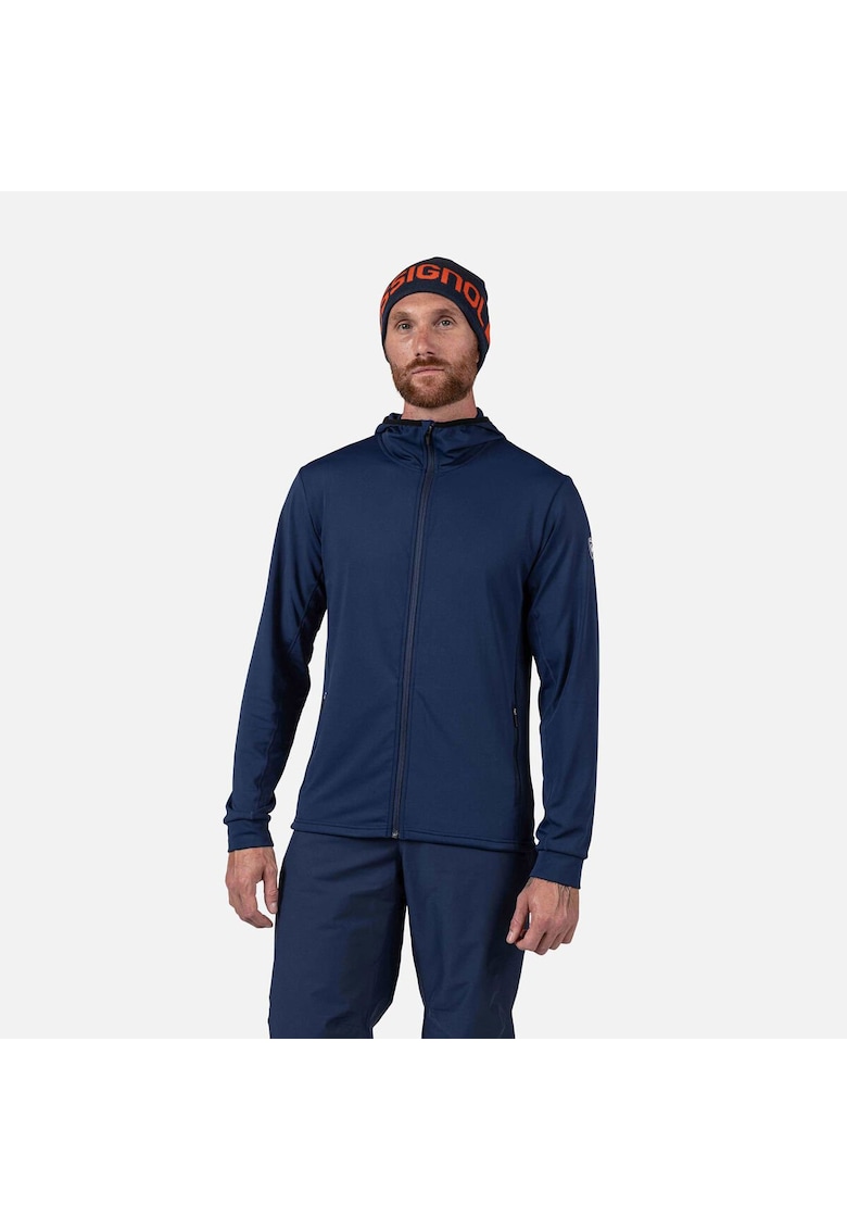 Bluza sport MID LAYER STRETCH HOODIE - cu fermoar - pentru barbati - albastru inchis - Albastru inchis