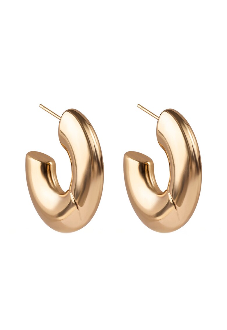 Cercei rotunzi placati cu aur de 18K - Auriu