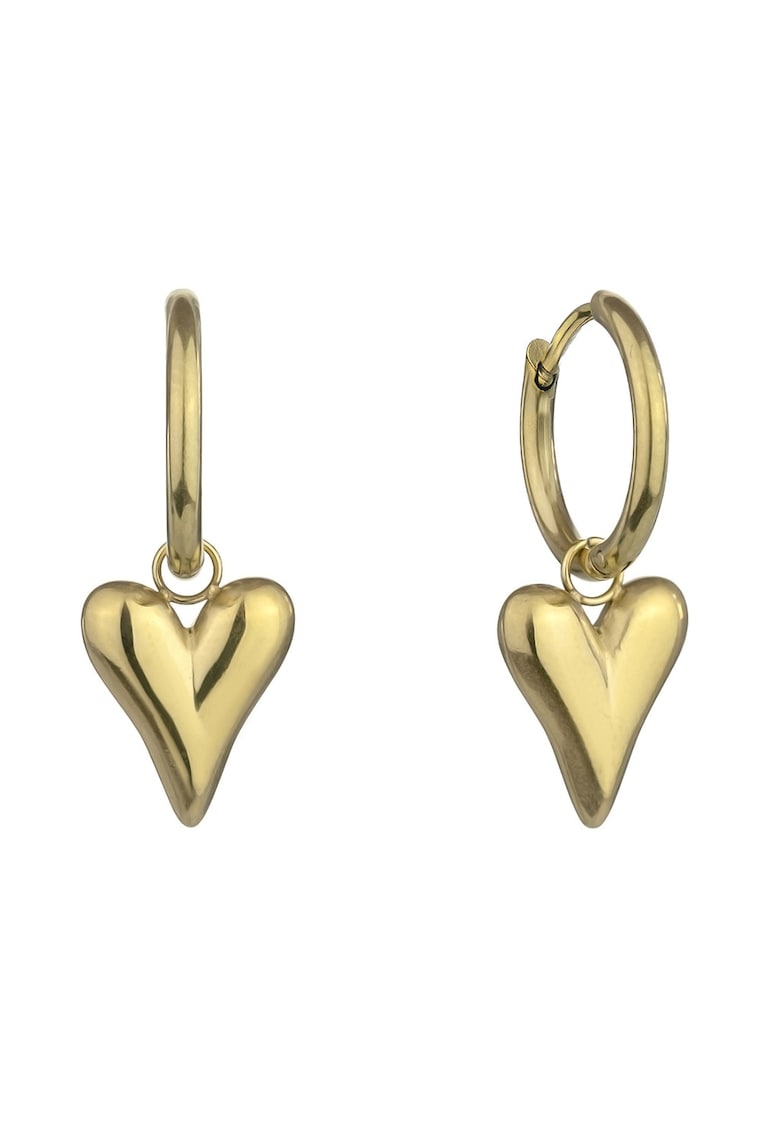 Cercei rotunzi placati cu aur de 18K si talismane in forma dde inima Scarlet