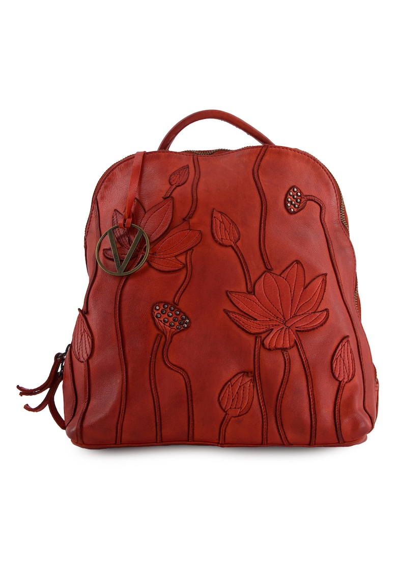 Rucsac din piele cu motive florale