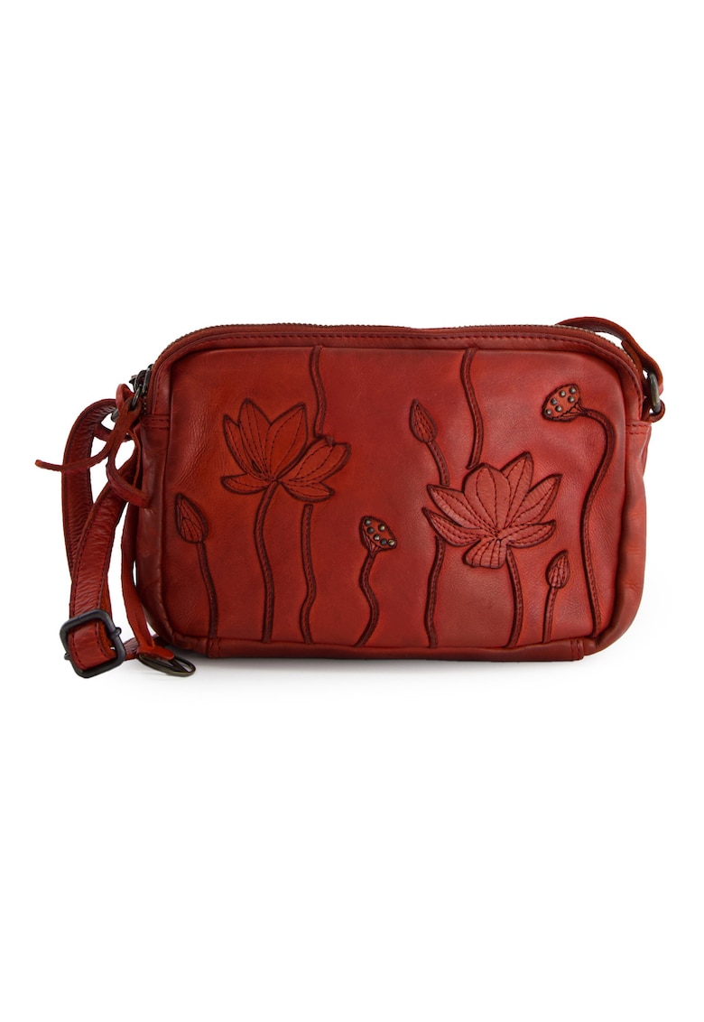 Venezia Geanta crossbosy din piele cu motive florale