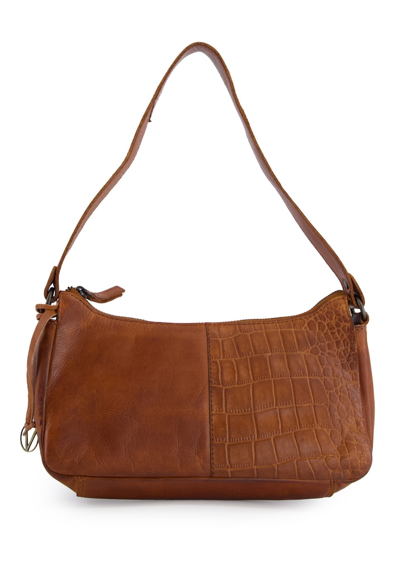 Geanta de umar din piele cu segment texturat