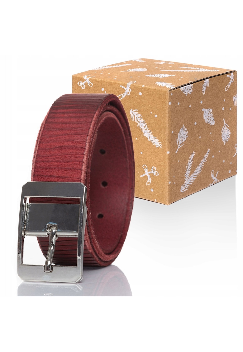 Curea barbati piele naturala - rosu - 90cm x 3.5cm