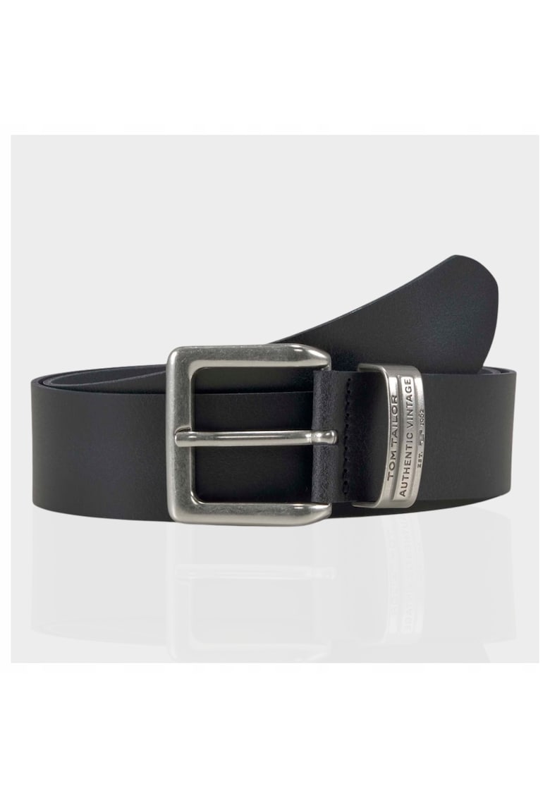 Curea bărbați 45404-171 - 100% piele naturală - 90 cm - negru - cataramă metalică - design clasic - pentru pantaloni - blugi și pantaloni scurți