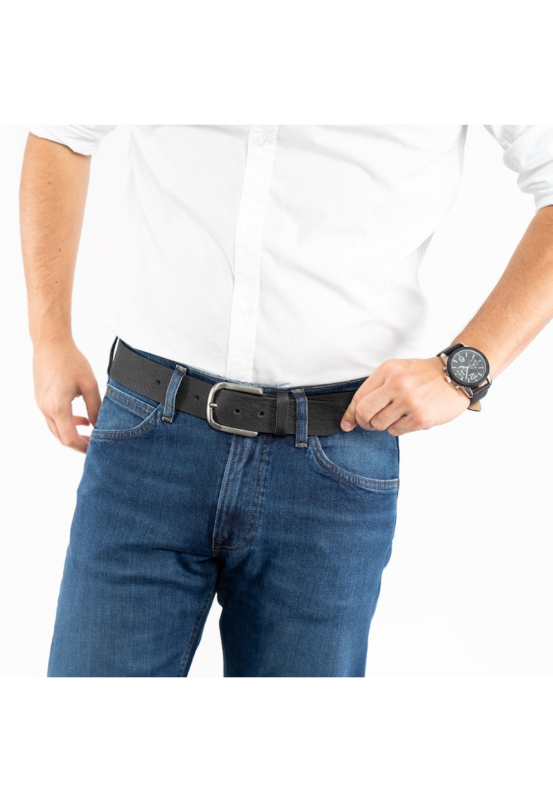 Curea bărbați - TG1022R13/790 - metalică - 100% piele naturală - negru - 85 cm