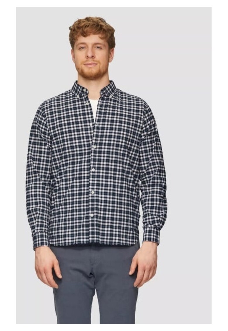 Cămașă bărbați - imprimeu în carouri - alb - Alb