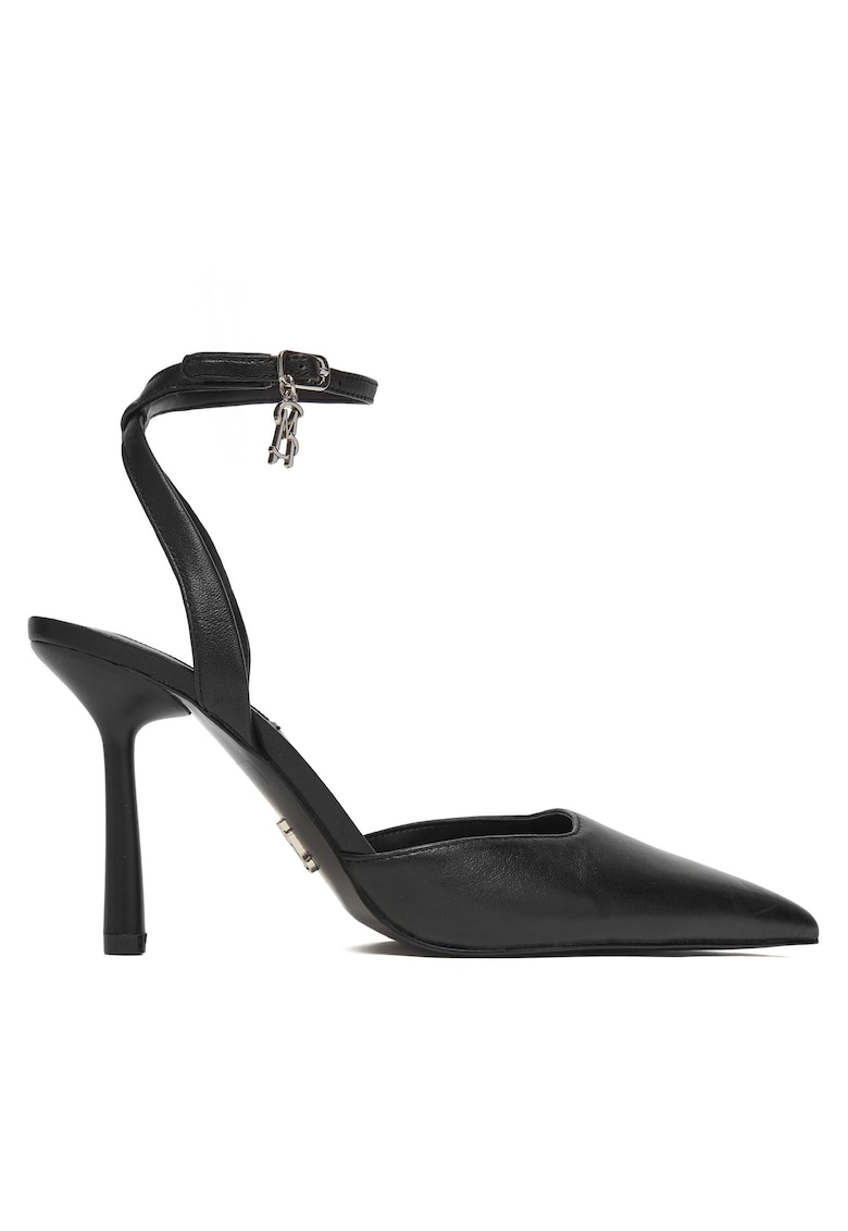 Sandale dama - piele naturala - cu toc - negru