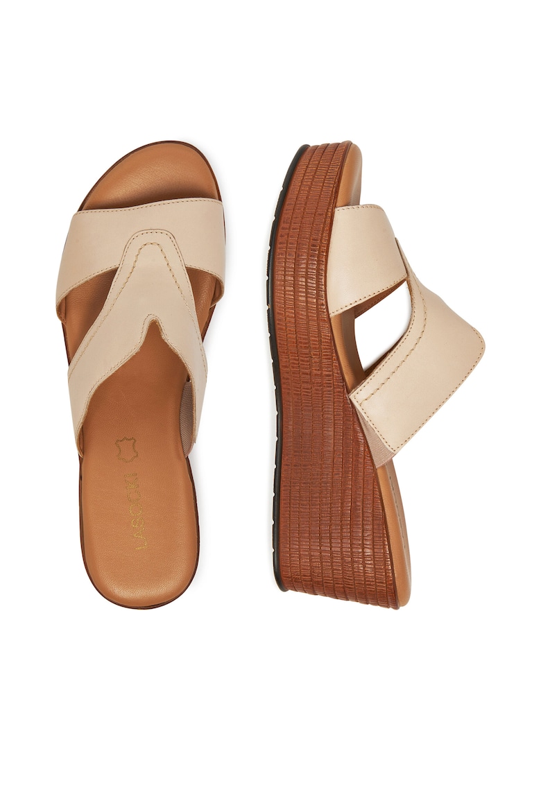 Slapi cu toc dama bej - Bej