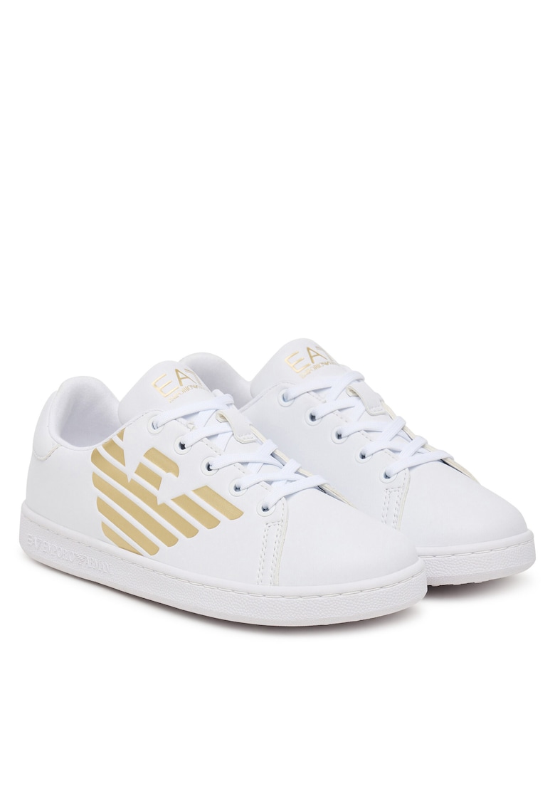 Pantofi sport copii - adidasi fete - alb/aurie - piele ecologica