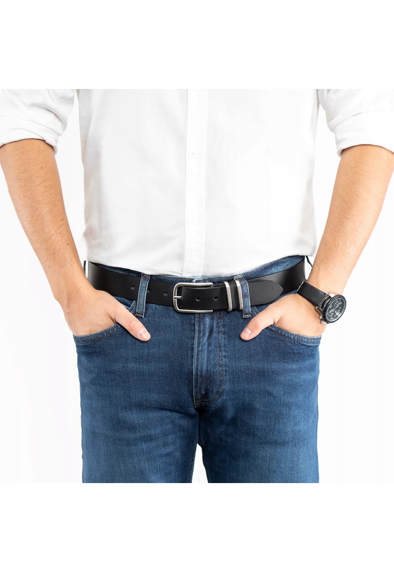 Curea barbati - piele naturala - design clasic - negru - talie 80cm