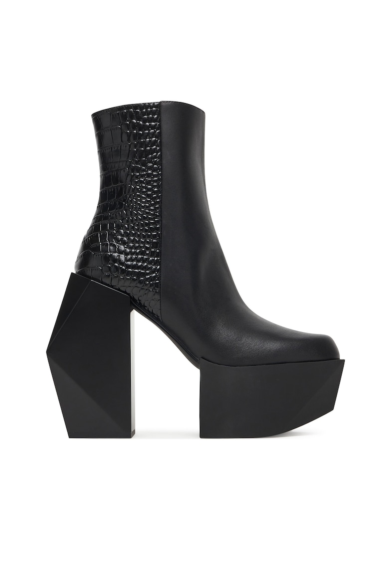 Botine dama Black III - piele naturala - negru