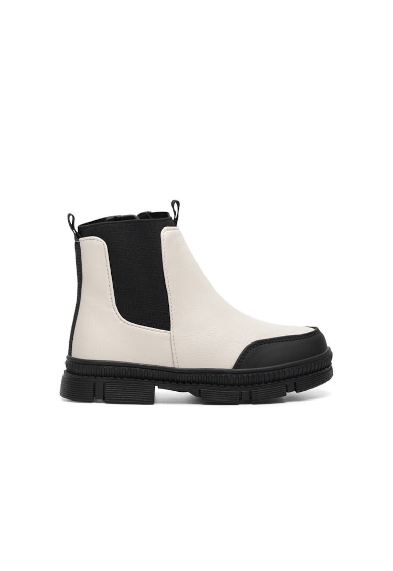 Ghete fete - textil - negru/bej
