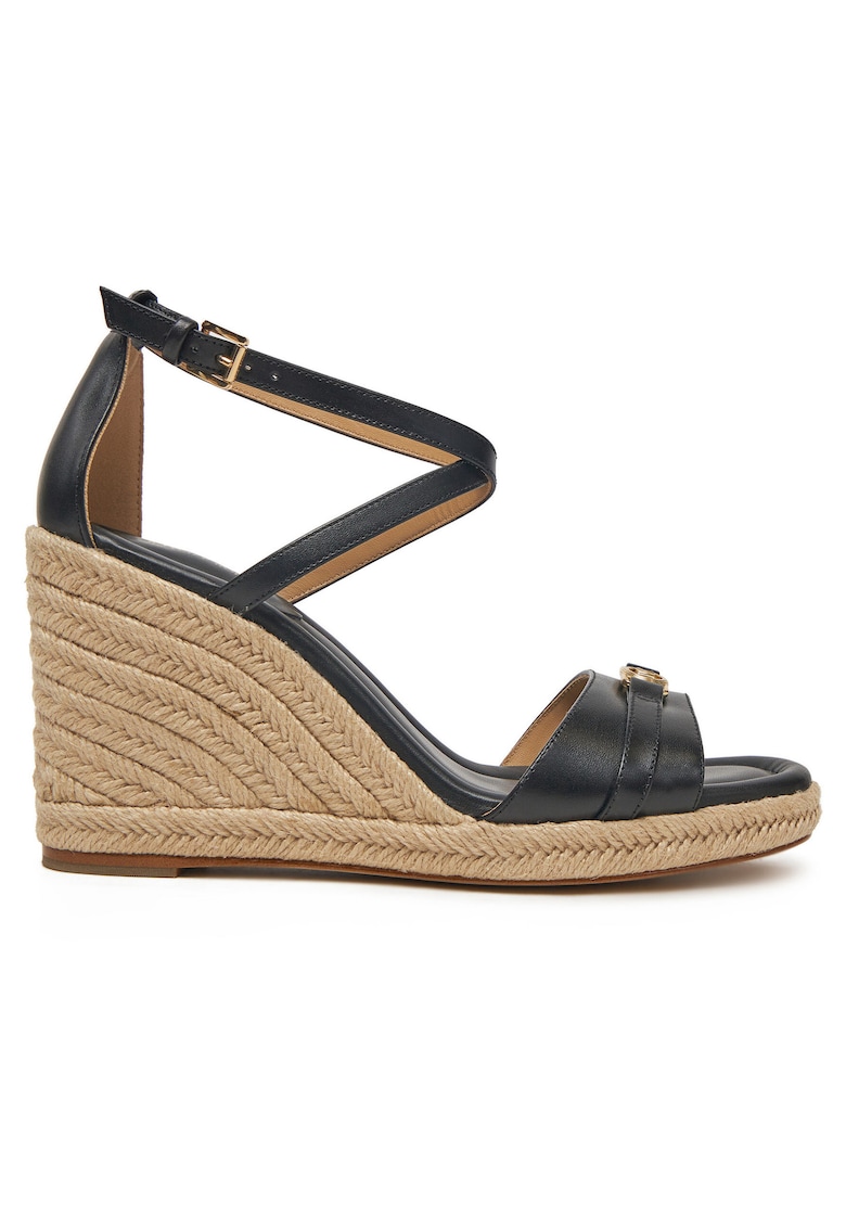 Sandale dama - espadrile Mandy Wedge - piele naturala - negru