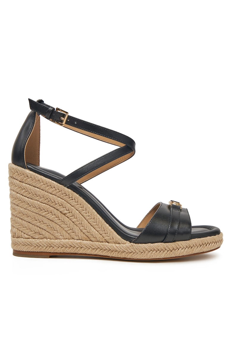 Sandale dama - espadrile Mandy Wedge - piele naturala - negru
