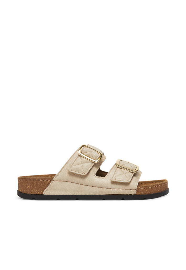 Papuci dama - model Bora 2 Straps - piele ecologica - Ivory