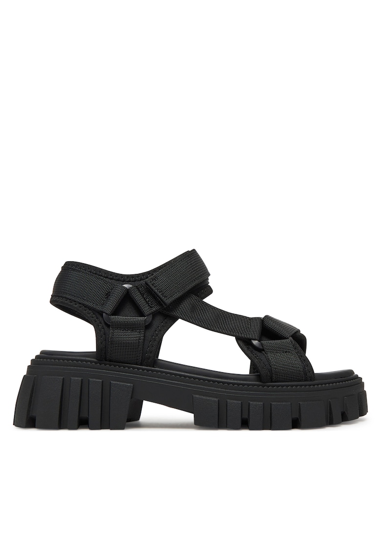 Sandale dama - negru - material textil - inchidere velcro