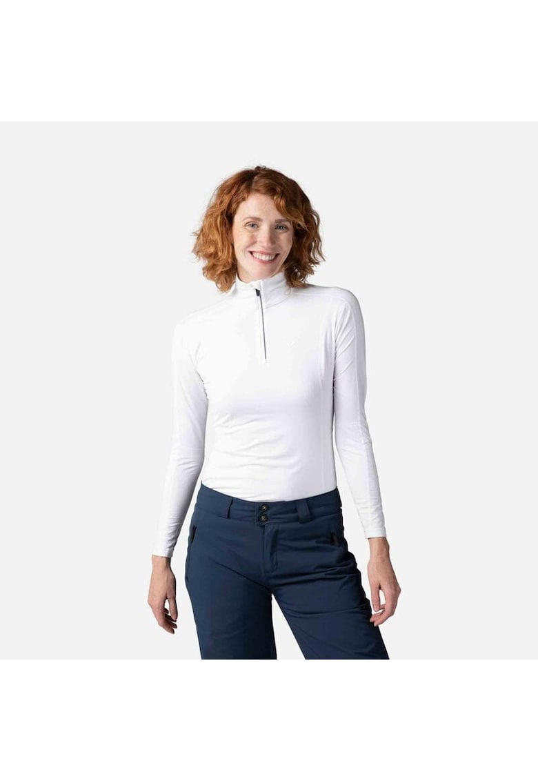 Bluza sport Classique 1/2 ZIP - cu fermoar - pentru femei - culoare alb - Alb