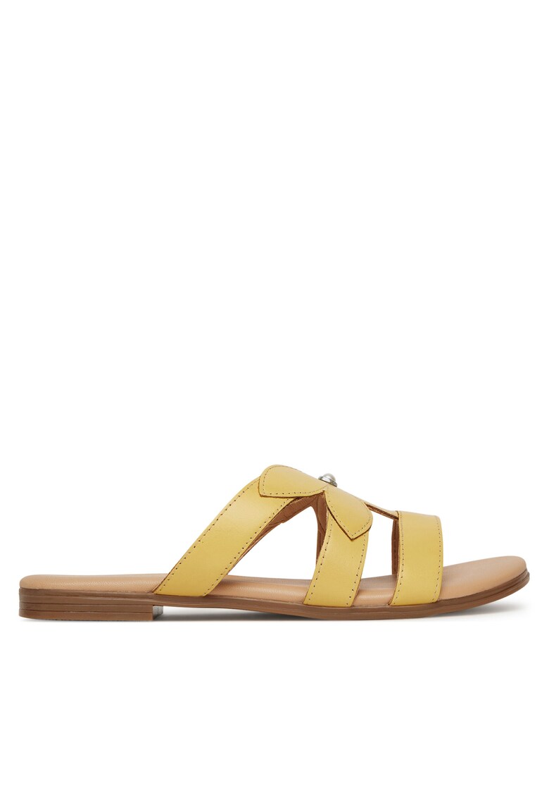 Slapi dama piele naturala - Galben